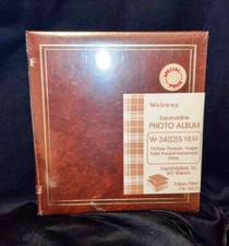 WEBWAY 10.5X12.5 BROWN BONDED LEATHER EXPANDABLE PHOTO ALBUM 3.5 X 4.5 PHOTOS UN