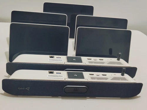 2 Polycom Poly Studio X30 All-In-One Video & Sound Bar + 5 Poly TC8P020 TESTED A