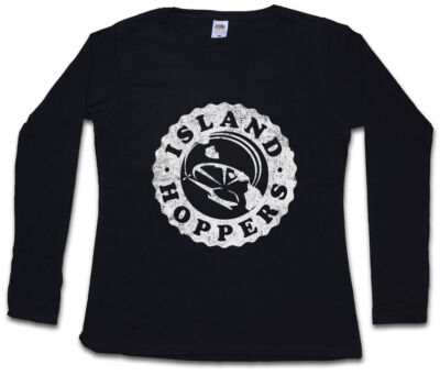 ISLAND HOPPERS LOGO DAMEN LANGARM T-SHIRT Hawaii Retro Magnum Symbol Helicopter