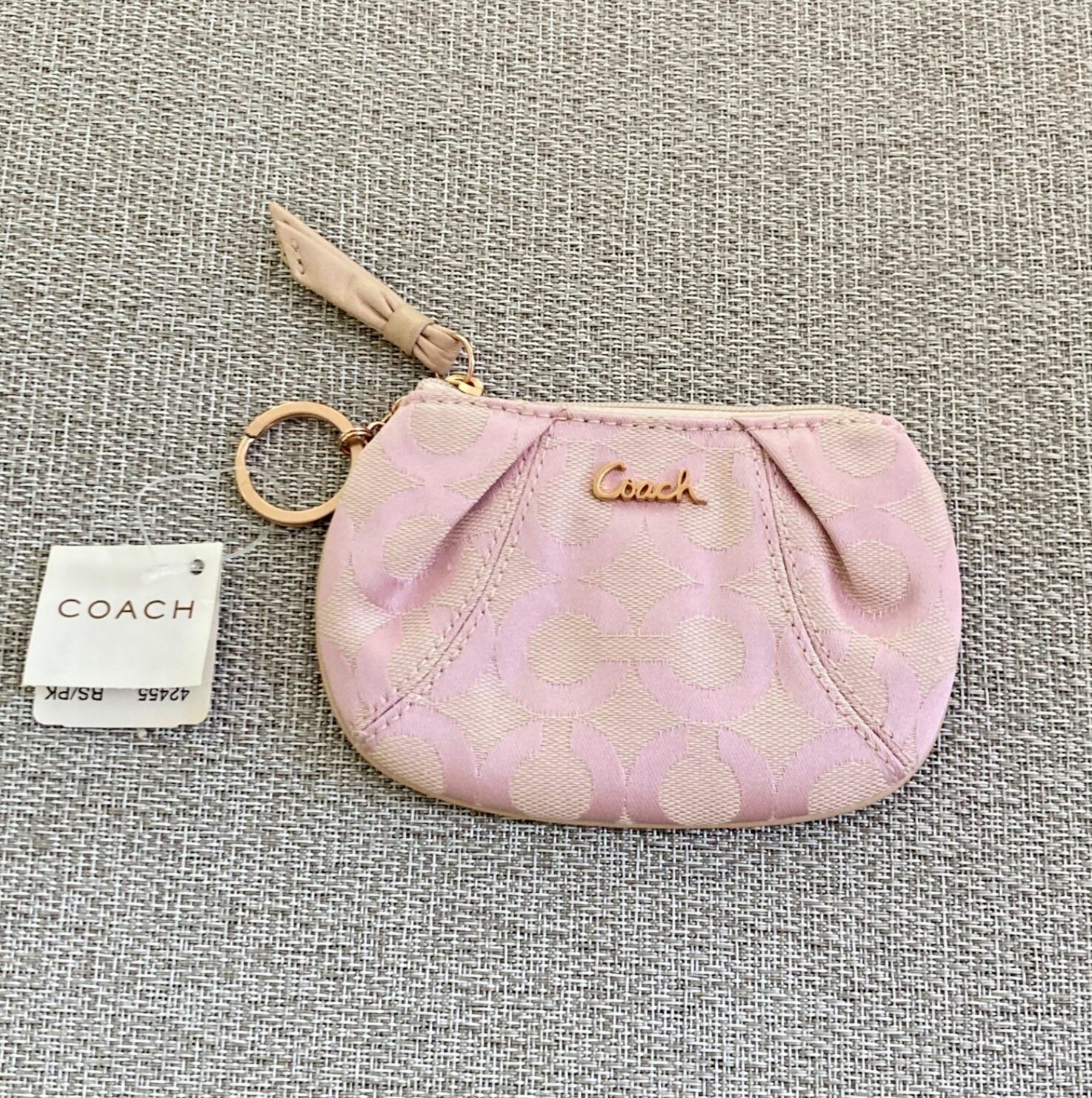 Coach Signature Mini Wristlet in Classic Pink with Logo - Style 42455 NWT