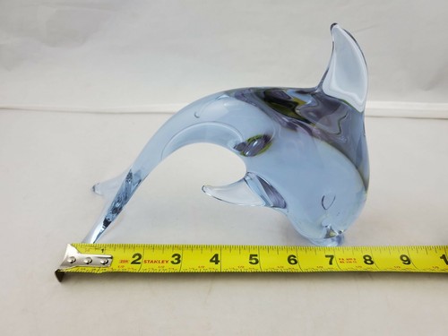 Vintage Murano Alexandrite Neodymium Purple Glass Dolphin Paperweight 8" Long - Picture 7 of 7