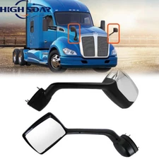 Chrome Hood Mirror LH RH For Kenworth T680 Peterbilt 579 587 Driver Passenger