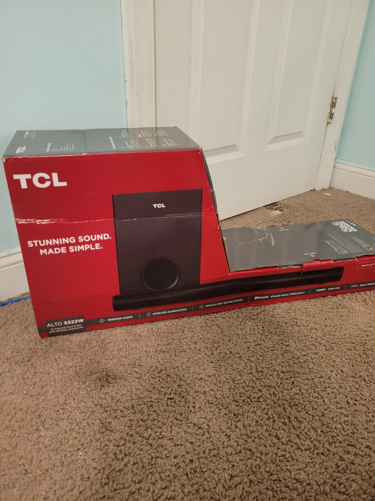 TCL ALTO S522W 2.1 Channel Home Theater Sound Bar with Wireless Subwoofer, Black