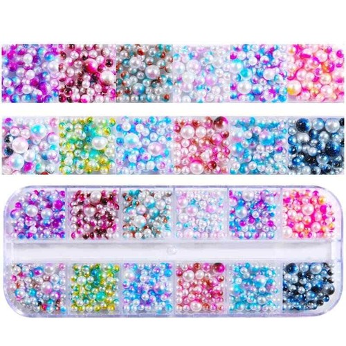 Nail Art Chain DIY Nail Accessor Set Polymer Clay 12 Grid Decor Pearl Flower - Picture 12 of 51
