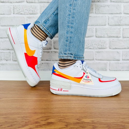 ⭐Nike Air Force 1 Shadow 9 Womens Retro Shoes Sneaker White Orange DZ1847-100 - Picture 2 of 14