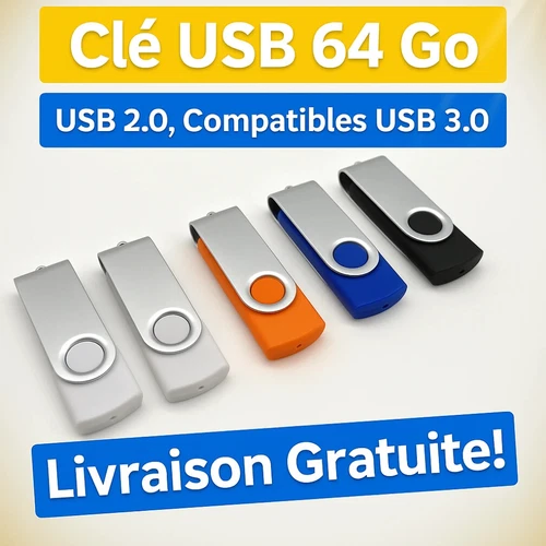 Clé Usb 64 Go 2.0 Lecteur Flash Drive USB Ordinateur Mac Pc Stockage Sauvegarde
