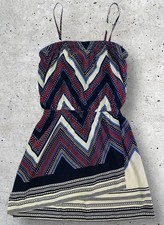 Express Women’s Dress XS – Red/White/Blue A-Line, Removable Spaghetti Straps