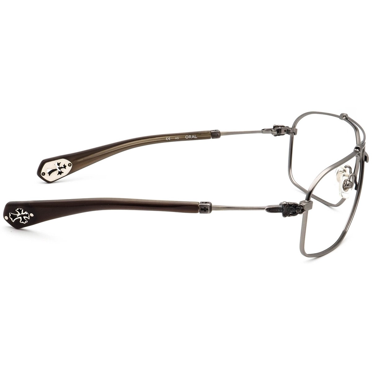 Chrome Hearts Sunglasses Frame Only Oral Antique Silver Pilot