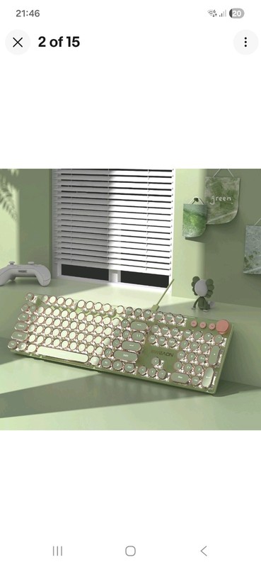 EWEADN V20 Punk Typewriter Mechanical Gaming Keyboard, 104 Keys Round Keycaps UK