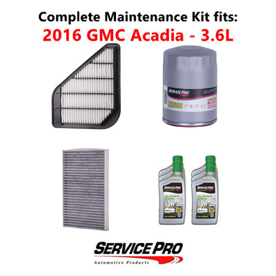 2016 GMC Acadia 3.6L Complete Oil, Air & Cabin Filter Kit (5W-30)