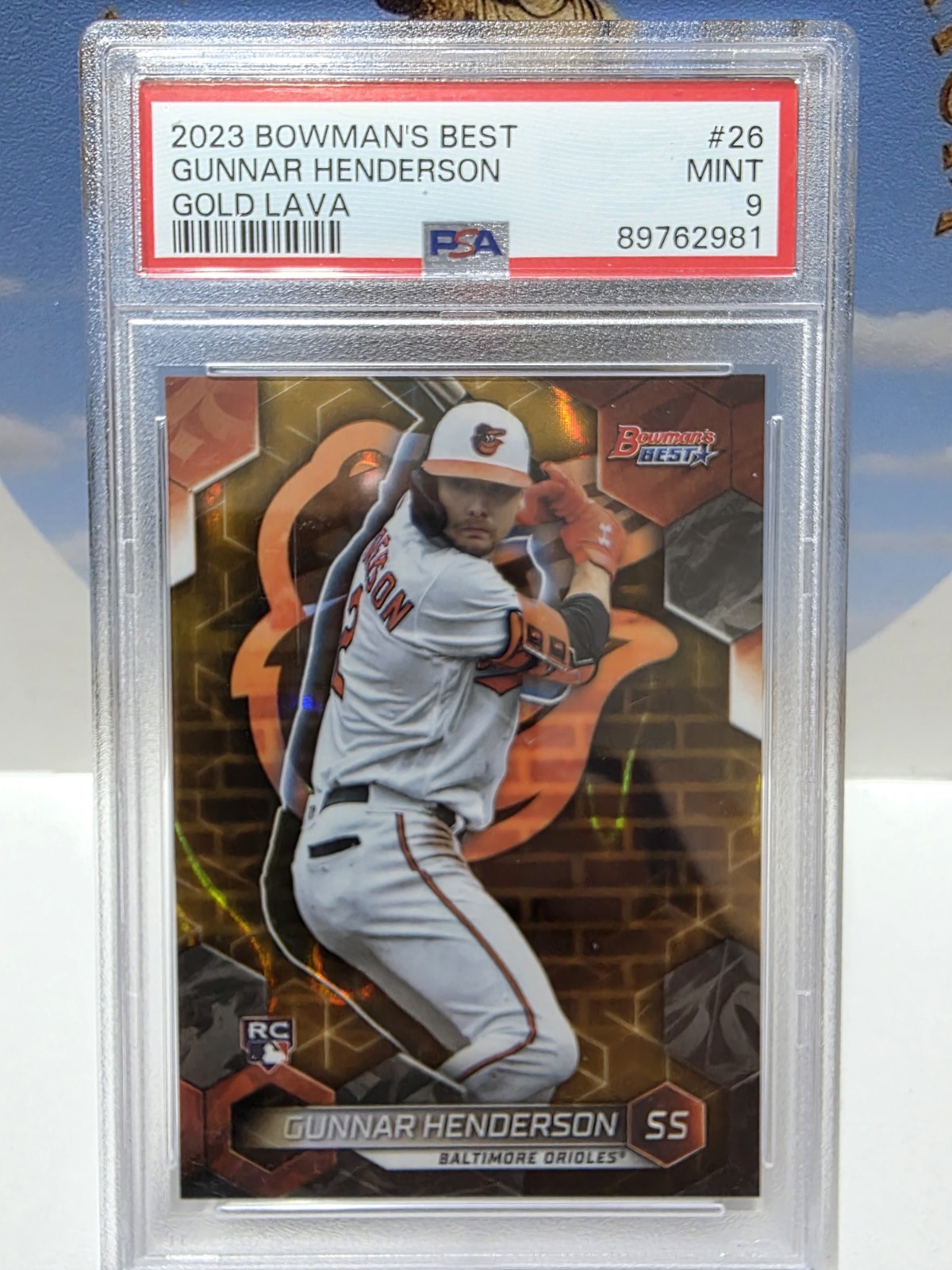 2023 Bowman's Best - Gunnar Henderson #26 Gold Lava Refractor /75 (RC) PSA 9