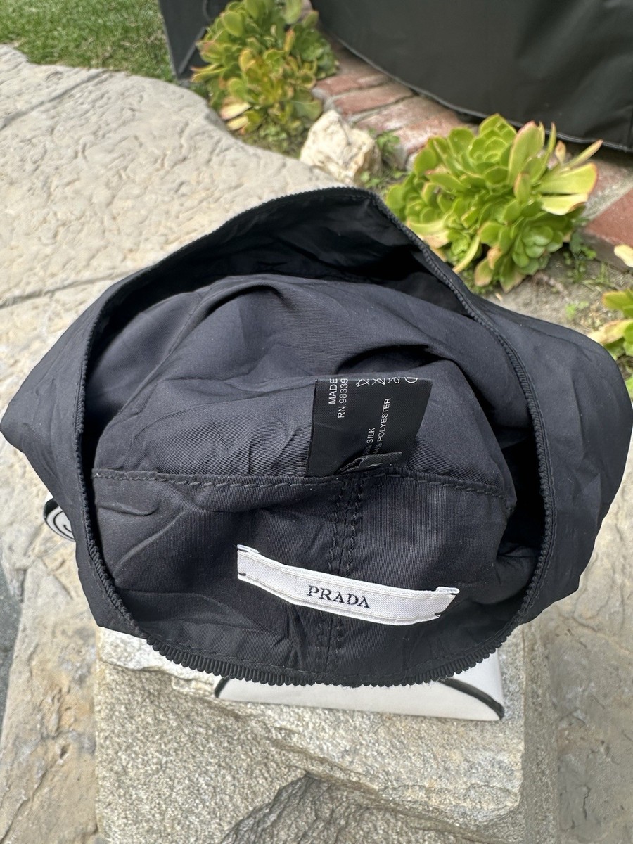 PRADA Black Nylon Beret Hat Cap Size M Minimalist Love Story  display picture 2