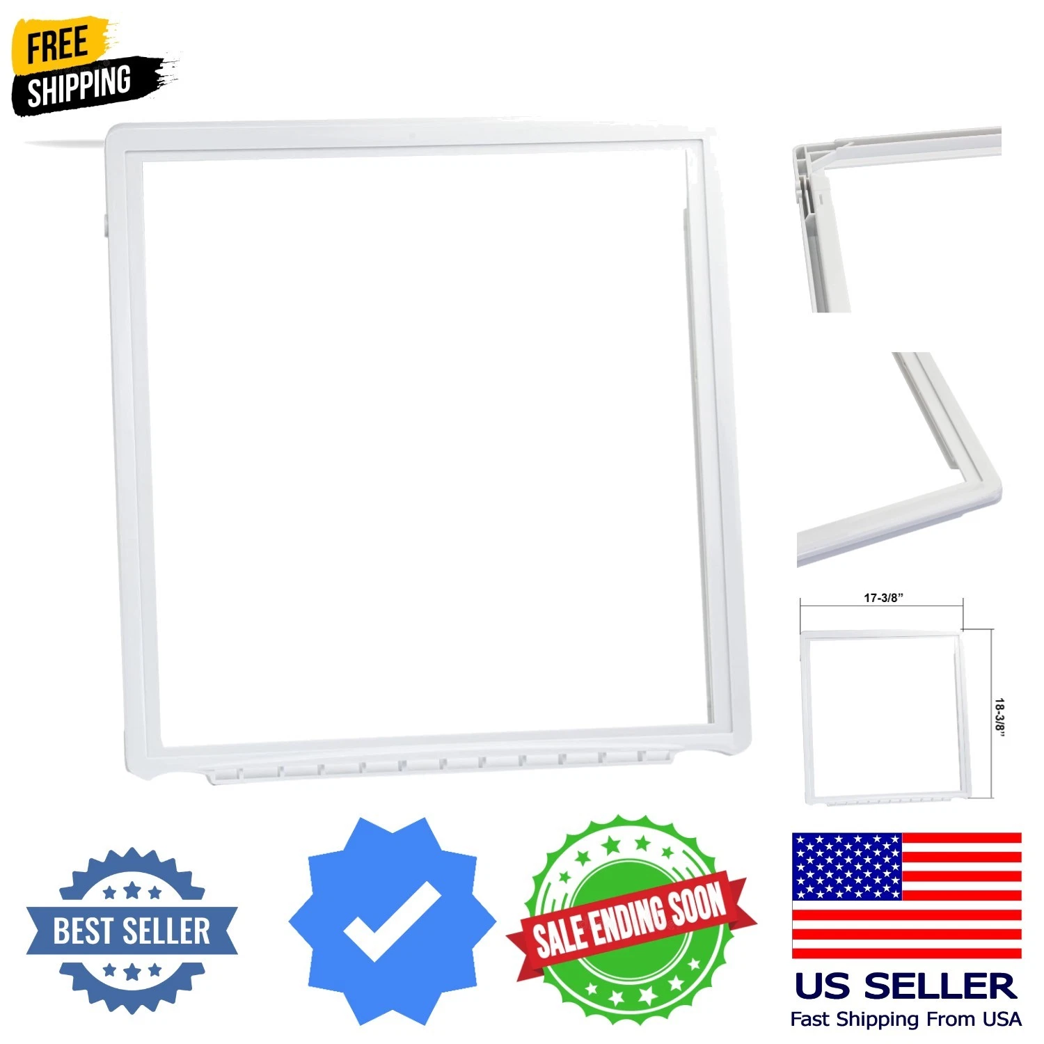 241969501 Refrigerator Shelf Frame Without Glass Crisper Pan Cover For Frigid...