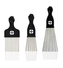 Afro Hair Pick Comb Set | Metal Teeth African American Styling Tool Salon UK