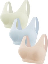 Pack Wireless Bras Set for Women Padded Seamless Breathable Support Women's W...