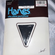 Vtg 1987 Ultra Sheer Control Top Sandalfoot Pantyhose Classic Navy Size D NIP
