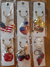 Crystal Rhinestone -Key Chain-Car Bag Charm Fashion Unbranded Lot Of 6. 4/34