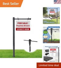 7FT Adjustable Metal Real Estate Sign Post: Durable  Versatile for All Weather