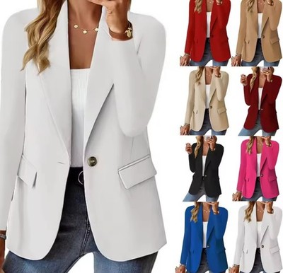 Blazer oversize para mujer, estilo ejecutivo, con solapa y manga larga Tendencia