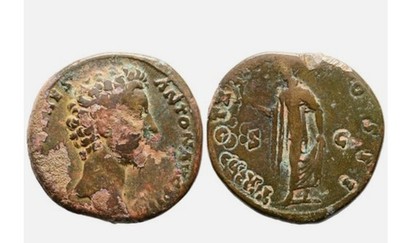 Ancient Roman Bronze Sestertius Marcus Aurelius Spes Reverse Large Roman Coin