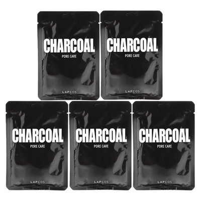 Charcoal Beauty Sheet Mask Set, Pore Care, 5 Sheets, 0.84 fl oz (25 ml) Each