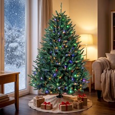 6ft Prelit Christmas Tree, Easy Plug, Dual-Color Lights, Hinged
