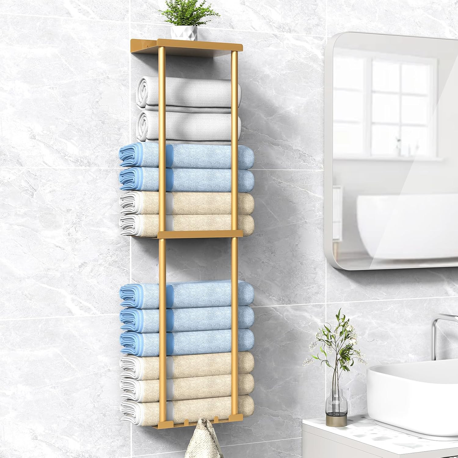 Rack With Shelf For 6 Large Bath Sheets