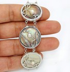 Natural Abalone Shell & Biwa Pearl 925 Sterling Silver Tennis Bracelet SQ6 — photo 1