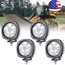 4x LED Semi Round Flood Lights For Caterpillar Construction Equipment Work Lamp