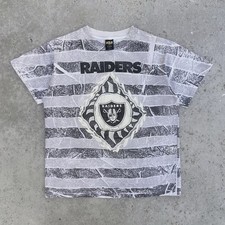 vintage 90’s raiders AOP all over print football NFL graphic shirt made in usa