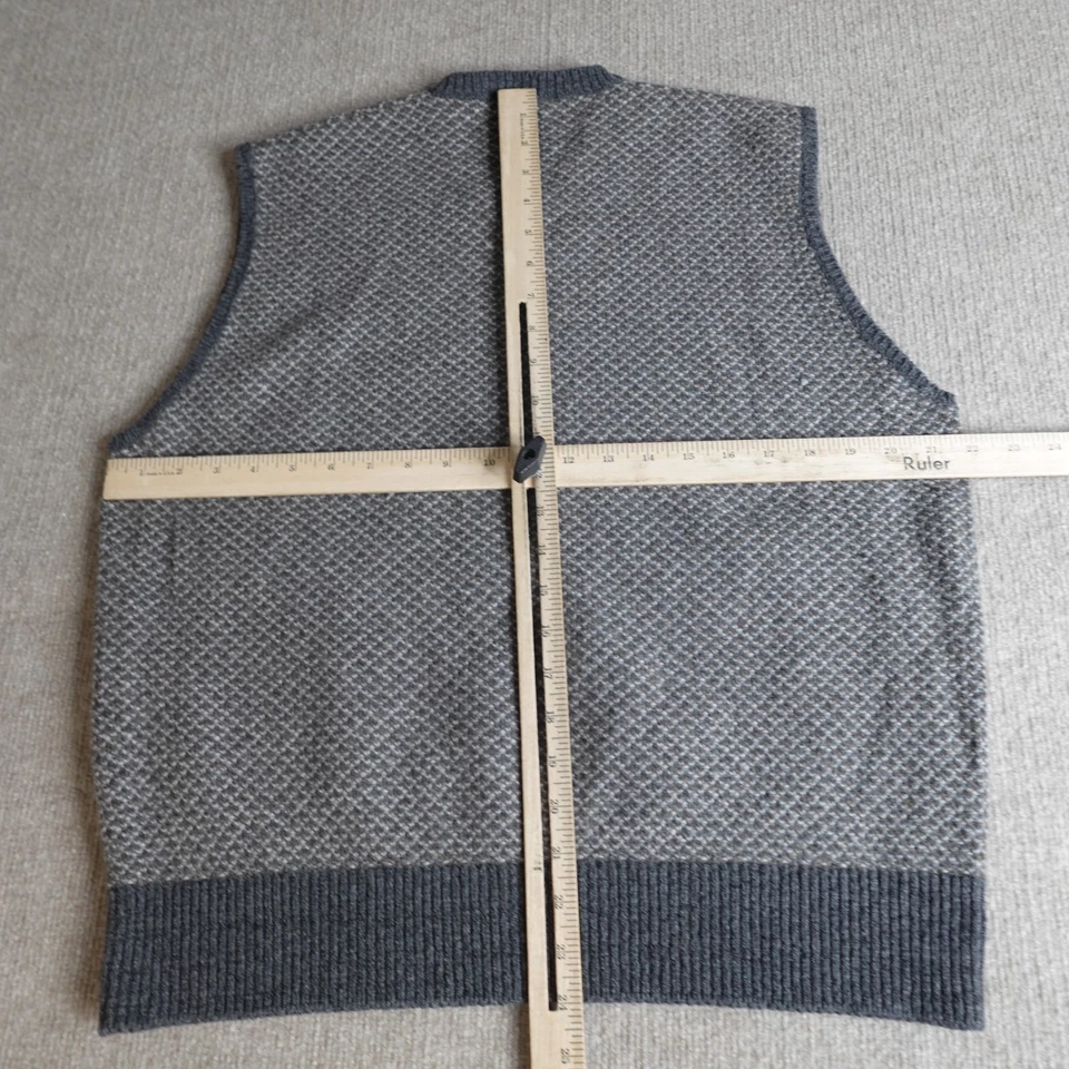 Inis Meain Sweater Vest Large Gray Brown Merino Wool Cashmere Made in Ireland - Image 4 of 4