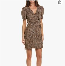 1.State Modern Rebel Leopard Wrap Mini Dress Size 8 NWT