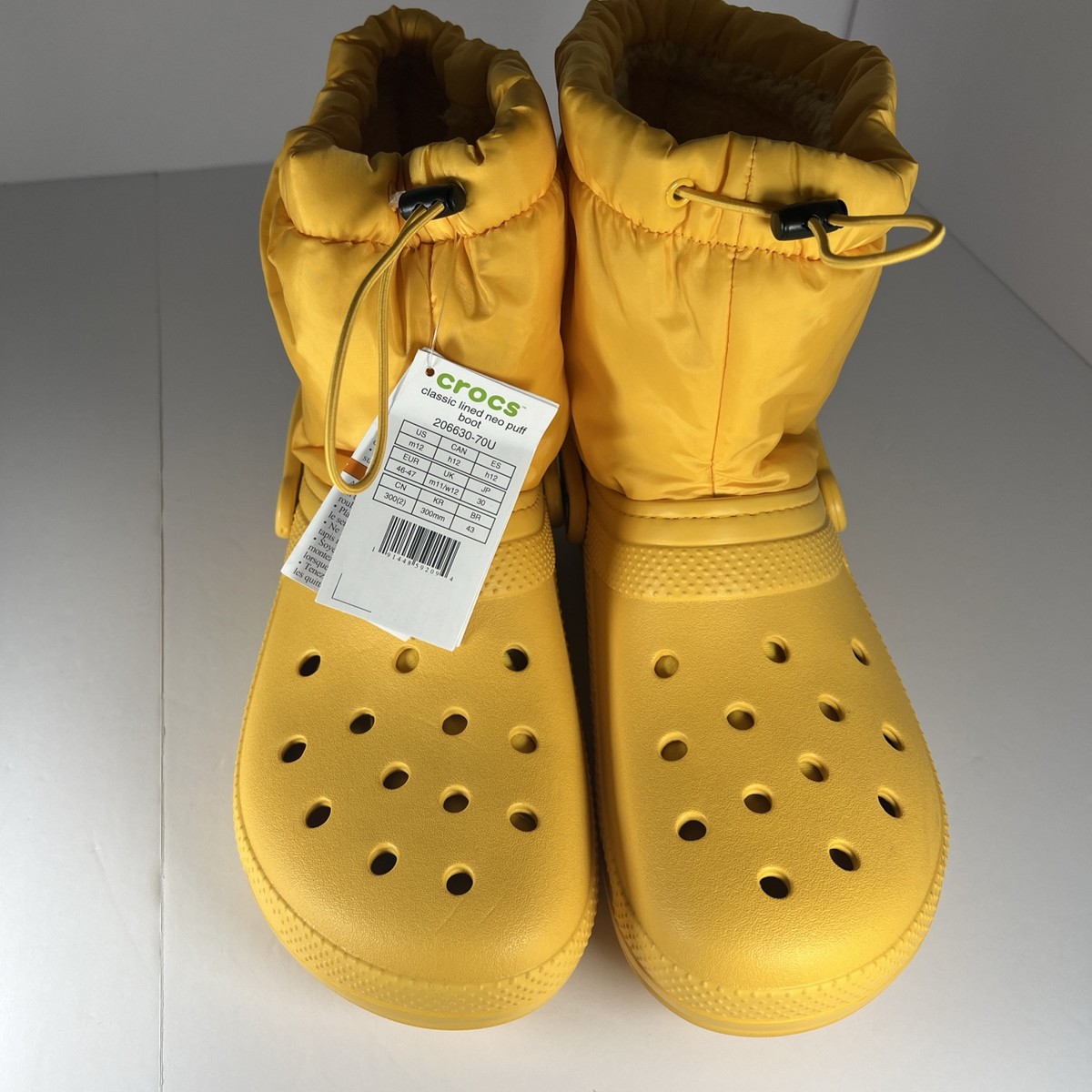 オーダー Crocs Classic Lined Neo Puff Men Boots Yellow Men Size 12 | eBay