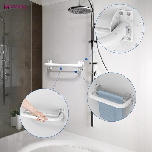 16" Faltbarer Duschhaltegriff Weiß Handicap Sicherheitshalter Handtuchhalter Klappbar - Bild 4 von 9