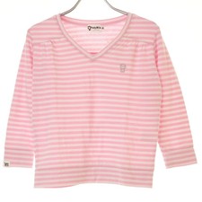 A BATHING APE Baby Milo Border V Neck 3/4 Sleeve Used