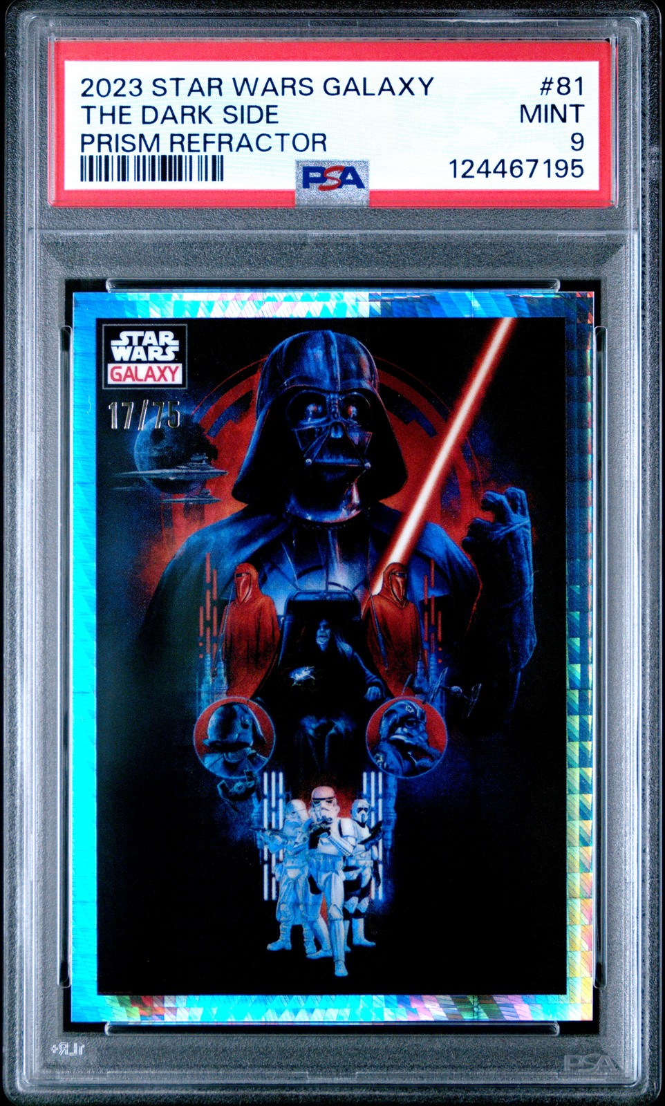 2023 TOPPS CHROME STAR WARS GALAXY PRISM REFRACTOR #81 THE DARK SIDE 17/75 PSA 9