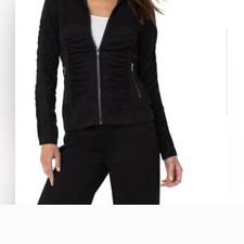 LIVERPOOL Ruched Moto Utility Jacket Black Size XS