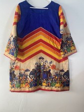 Multi-Color Women's Kurta with Festive Traditional Motif, Long Sleeve