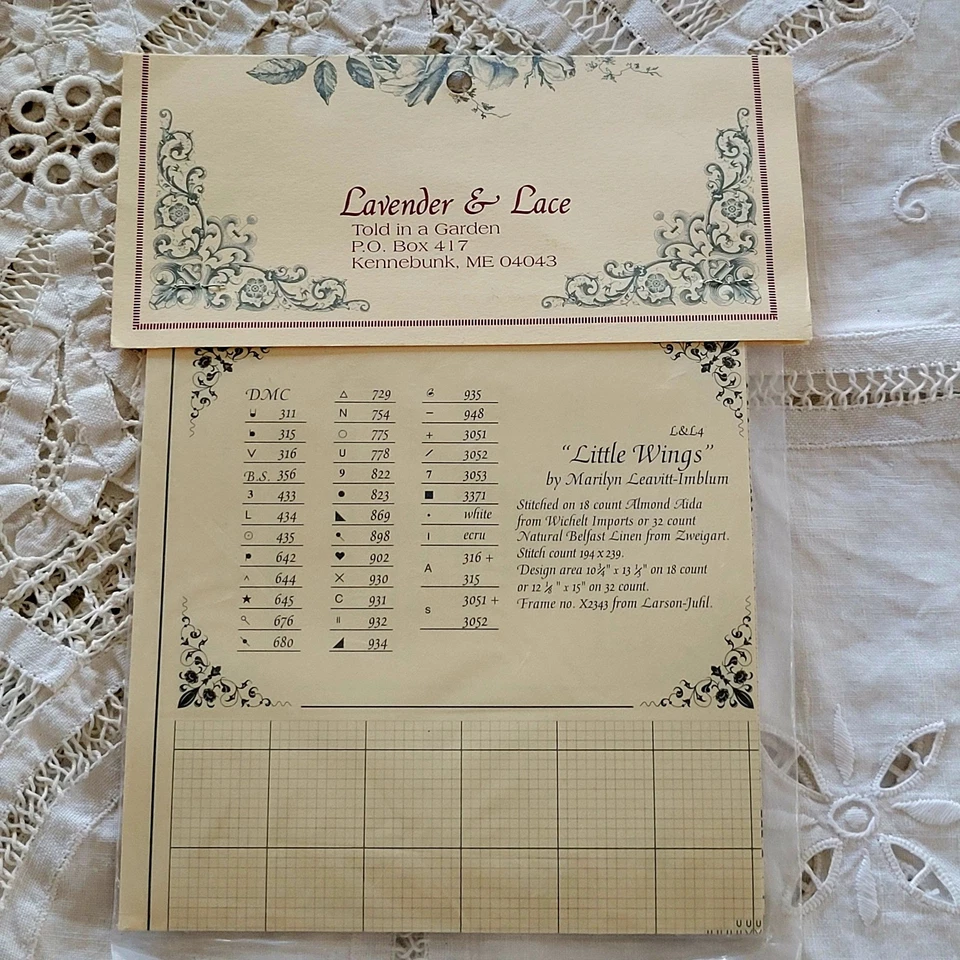 Lavender & Lace Victorian Designs "Little Wings" 1989 Cross Stitch Pattern NEW - Image 4 of 4