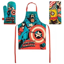 Marvel - Captain America Kitchen Gift Set - Bioworld - Apron, Oven Mitt &amp