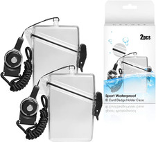 2 Pack Sport Waterproof ID Card Badge Holder Case with Lanyard Cover Multiple Cr