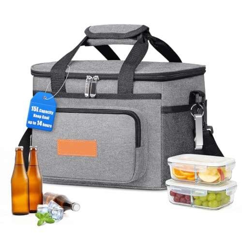 15L Insulated Lunch Bag Foldable Waterproof Cooler Bag  Assorted colors