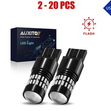 2-20pcs Auxito 7443 Red Led Brake Tail Light Bulb Alert Flash Stobe 4014smd Ip67