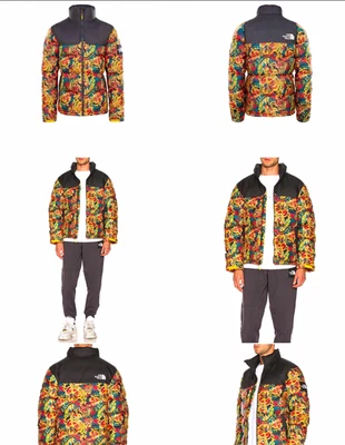 The North Face 1992 Collection Nuptse 700 Down Puffer Jacket Black Floral S
