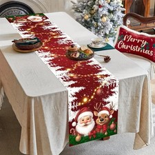 Rustic Christmas Table Runner Poinsettia Pinecone Festive Dining Table Decor