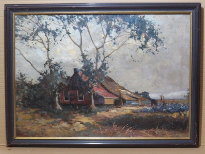 #ad Large Dutch Northern France Cabbage Farming Oil C1900 Signed Indistinctly GBP 275.00