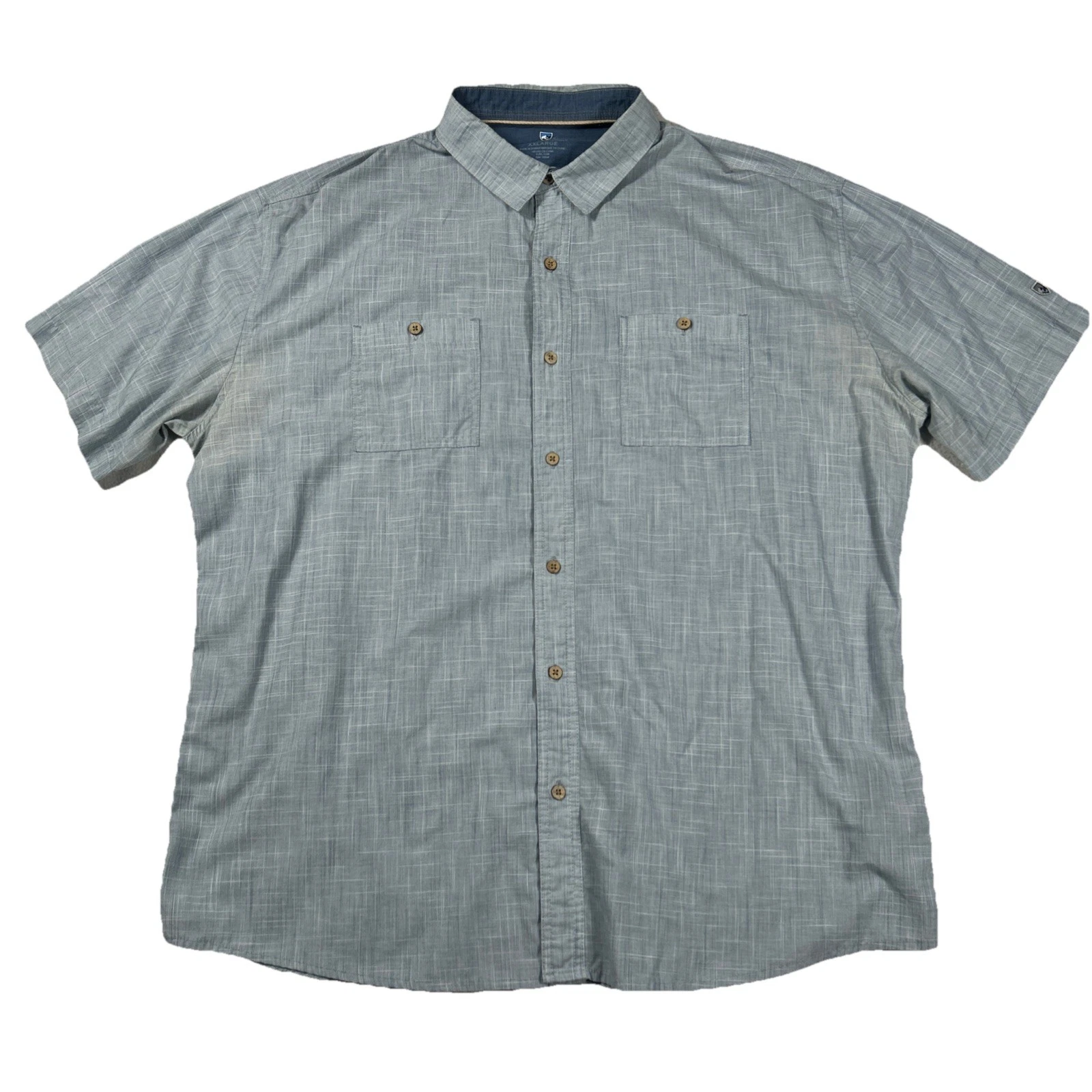 Kuhl Mens Karib Short Sleeve Button Up Shirt 2XL Blue Lightweight Hiking