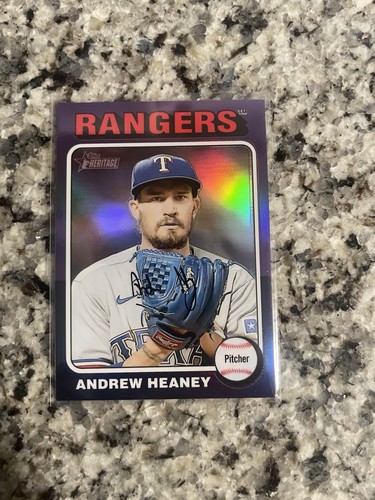 Andrew Heaney 2024 Topps Heritage #478 Chrome Purple Refractor Texas Rangers