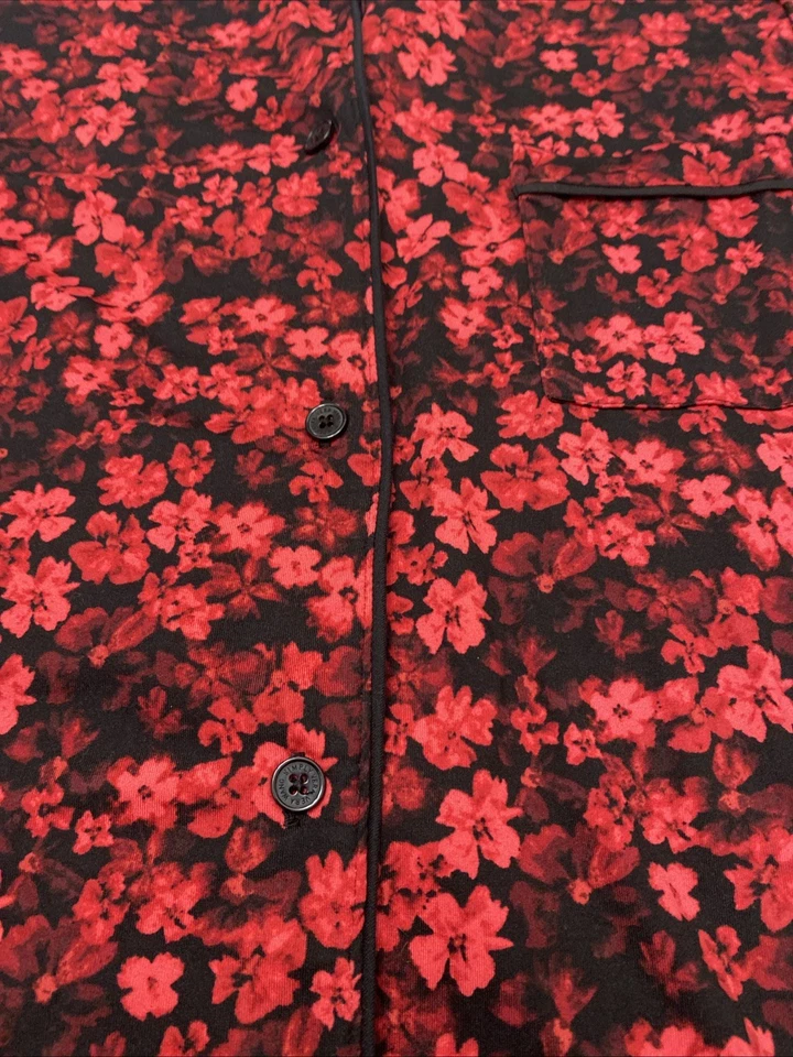 Vera Wang 2 Piezas Mujer XL PJ Suave Poliéster Manga 3/4 Rojo Floral 791 Foto 2 de 4