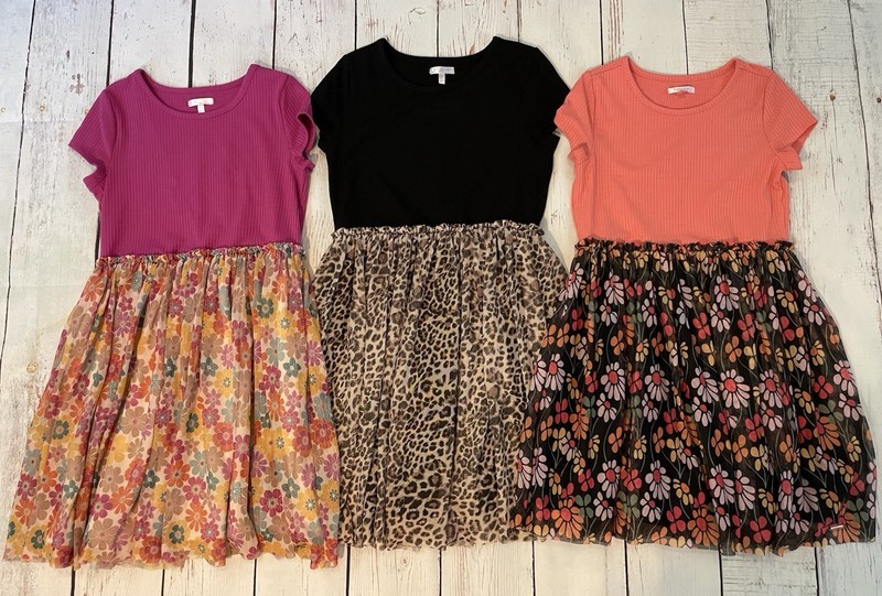 Tahari Girls Set 3 Casual School Dresses Size 7 And 8 Multicolor Animal Print